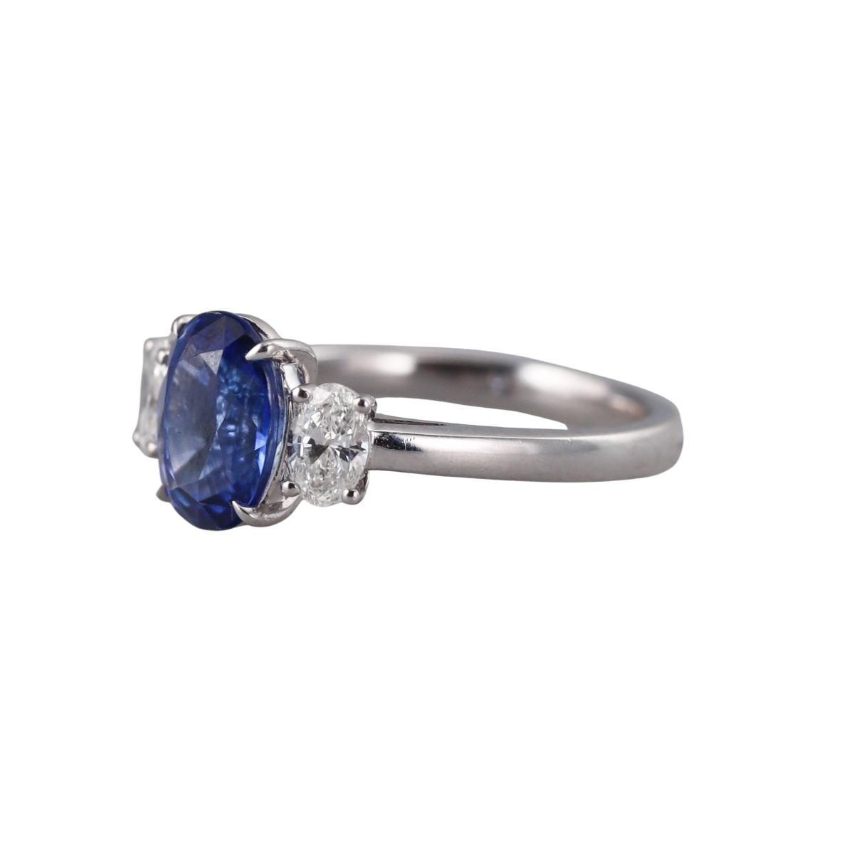 GIA 2.78ct Natural Sapphire Diamond Platinum Ring