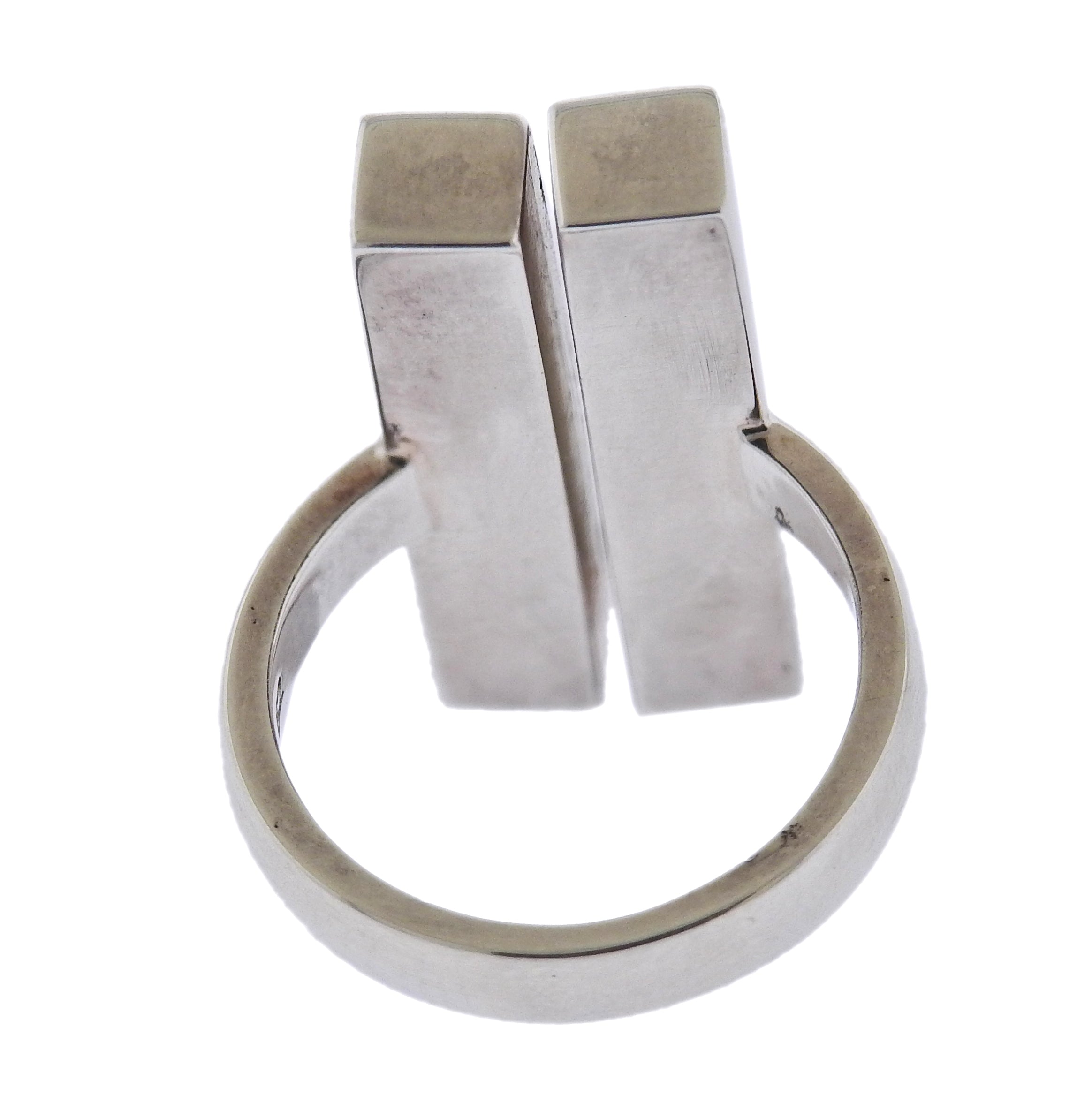 Georg Jensen Aria Silver Two Bar Ring