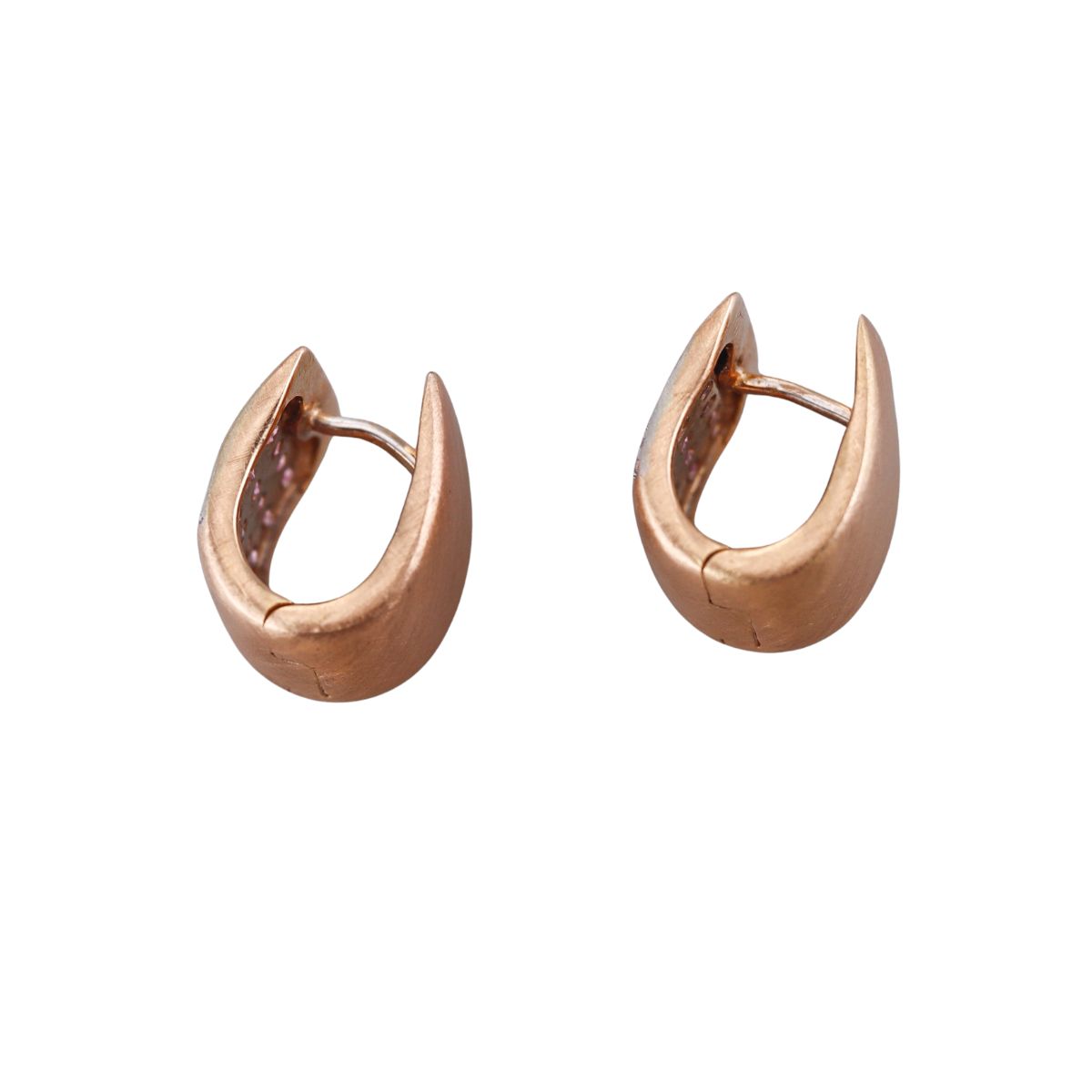 Roberto Coin 18k Rose Gold Pink Sapphire Huggie Hoop Earrings