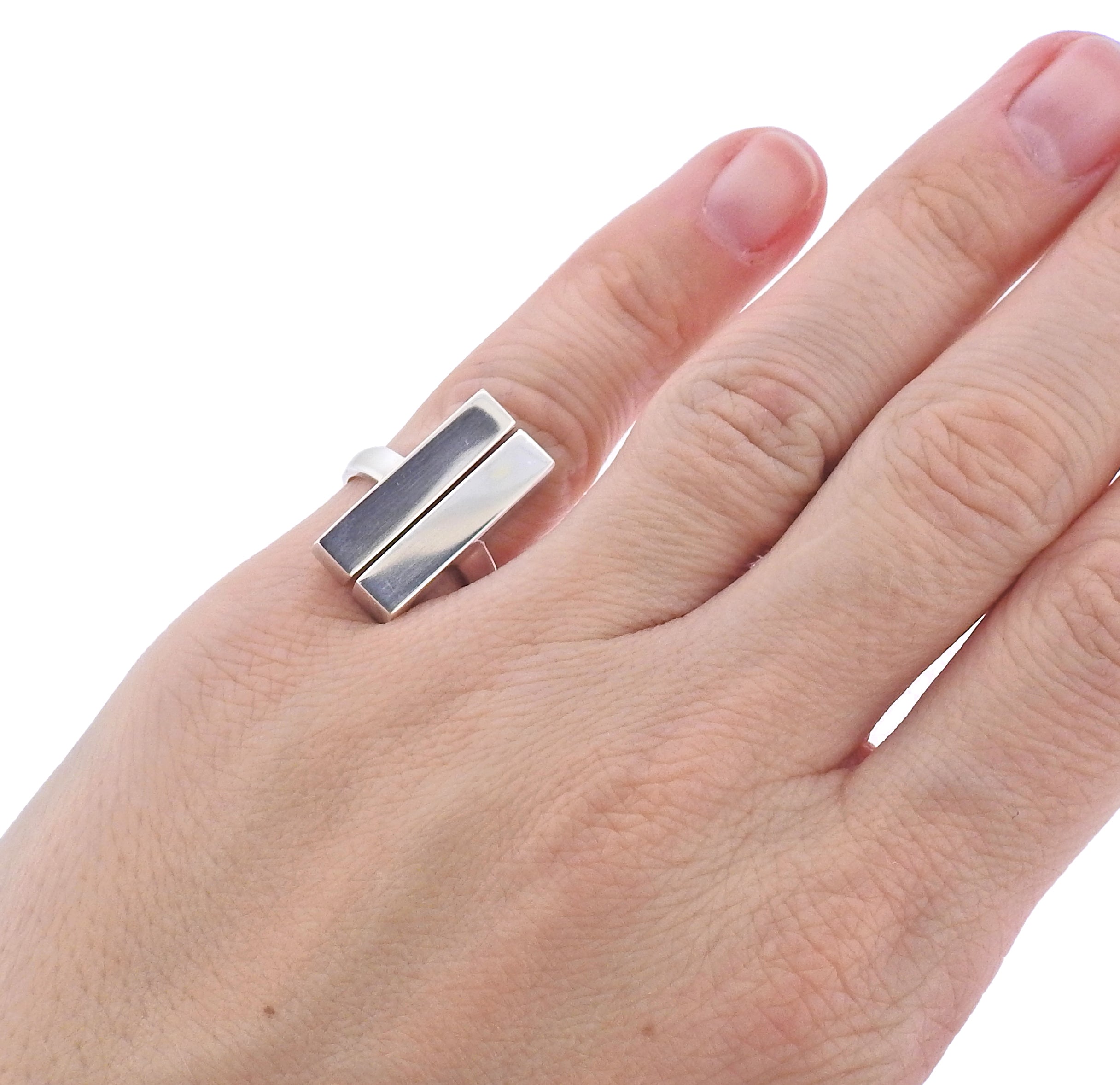 Georg Jensen Aria Silver Two Bar Ring