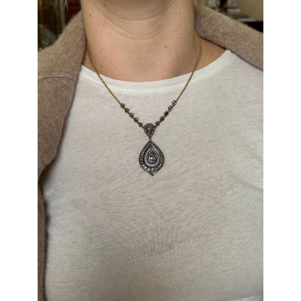 14k Gold Silver 3ctw Diamond Pendant Necklace