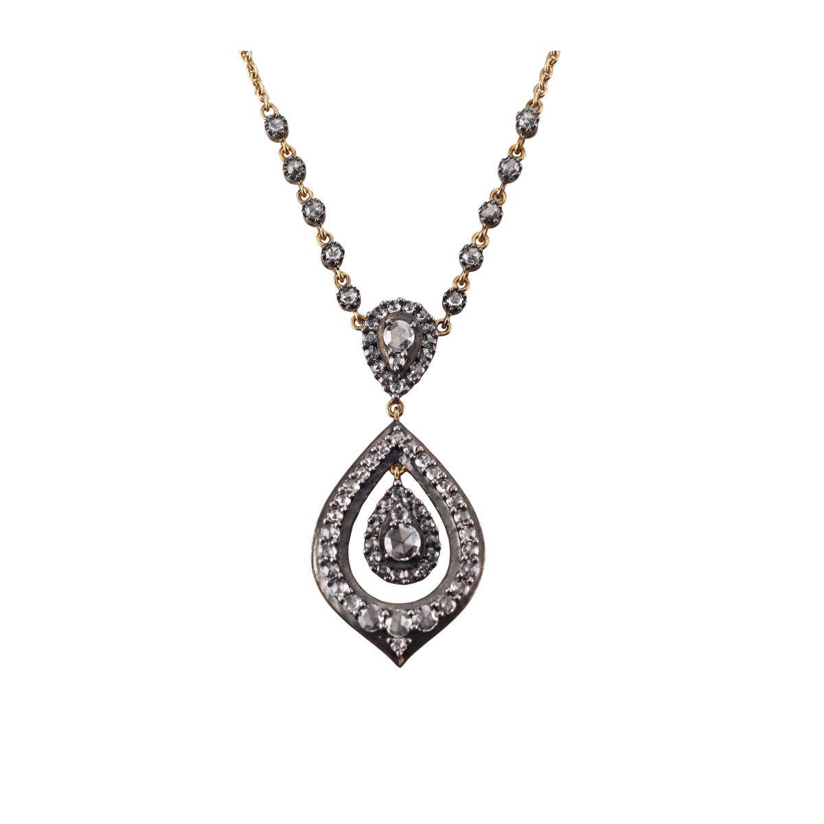 14k Gold Silver 3ctw Diamond Pendant Necklace