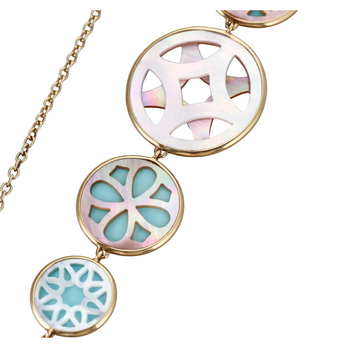 Ippolita Rock Candy Sabbia 18k Gold Mop Turquoise Station Necklace