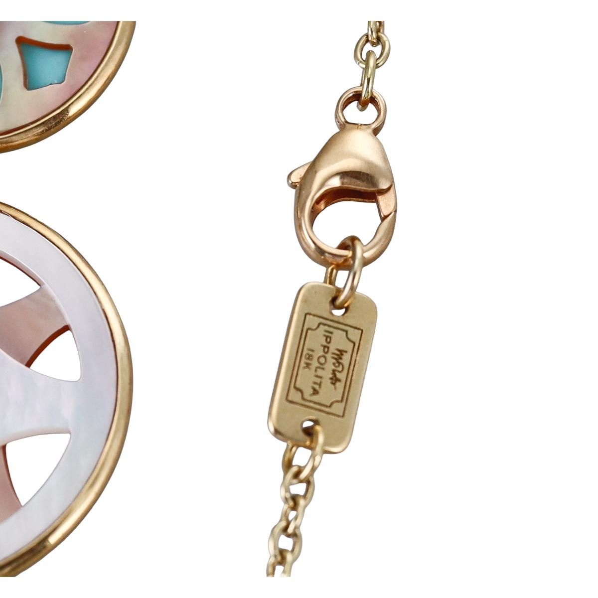 Ippolita Rock Candy Sabbia 18k Gold Mop Turquoise Station Necklace