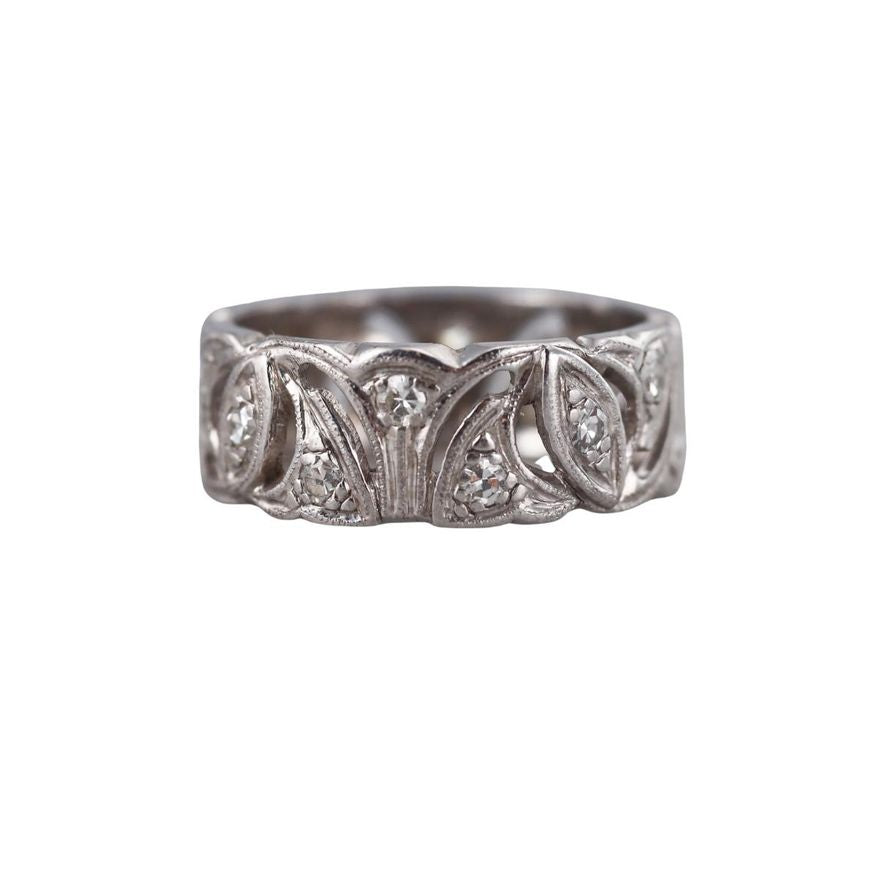 Mid Century Platinum Diamond Band Ring