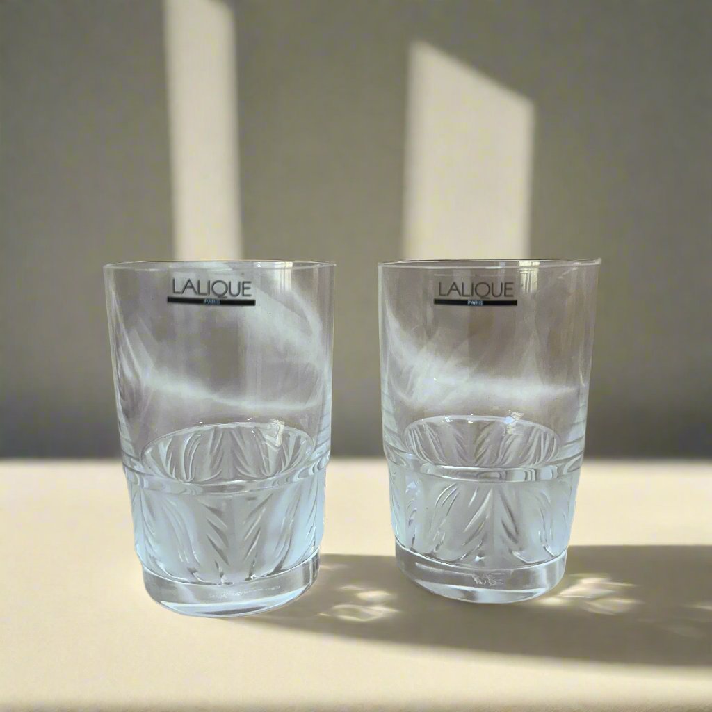 Lalique Crystal Flammes Flat Tumbler Set of 2 #1344700