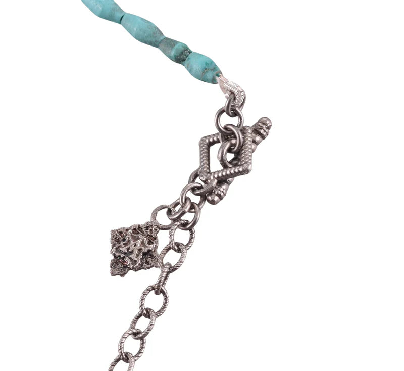 Armenta Old World Gold Sterling Silver Turquoise Boulder Opal Bead Necklace