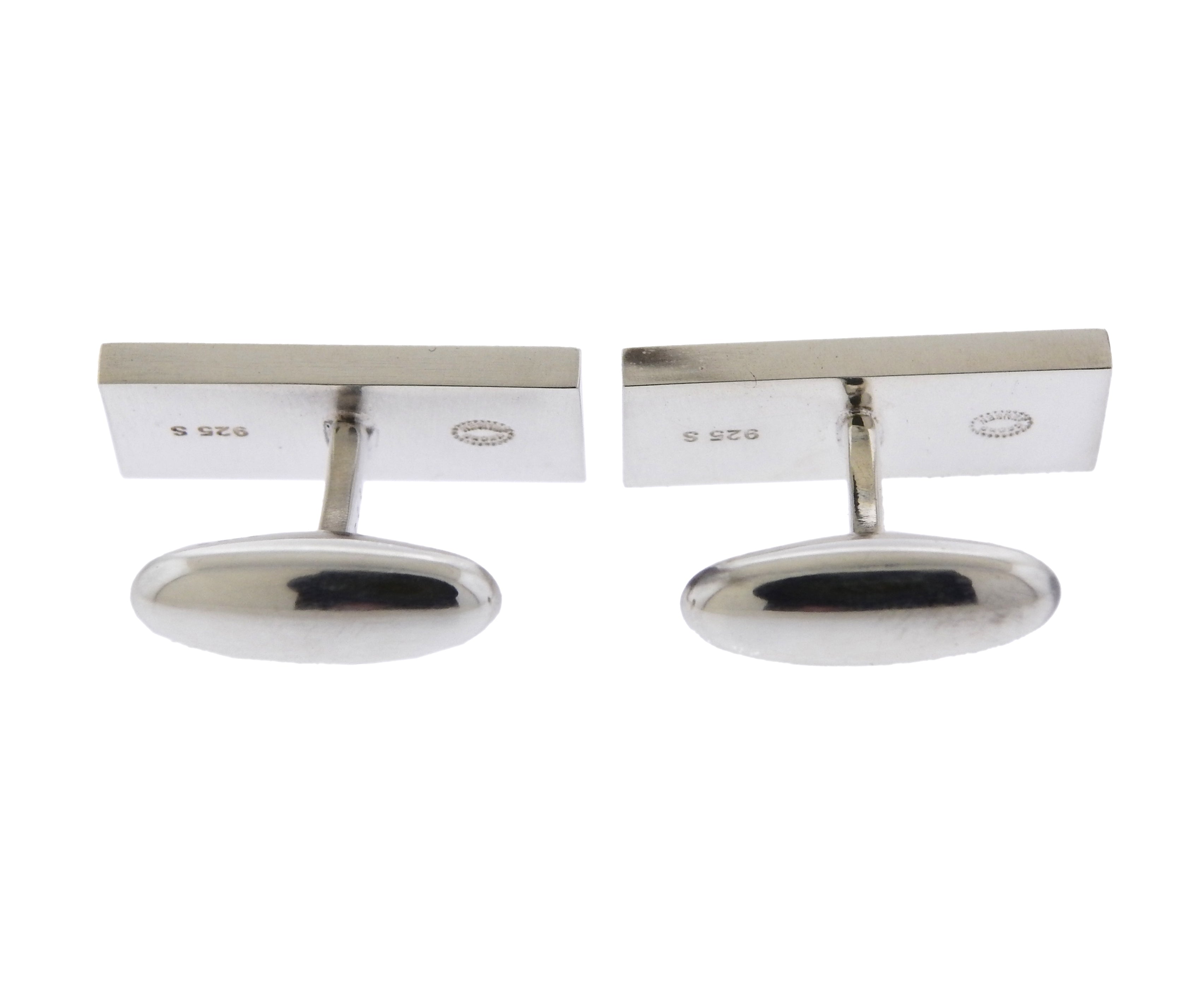 Georg Jensen Black Enamel Sterling Silver Cufflinks OG-1915