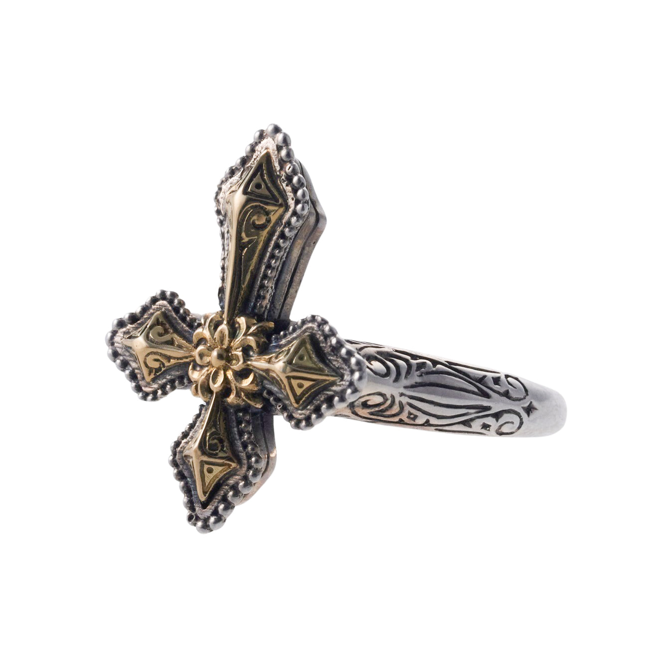 Konstantino Kleos Gold Silver Cross Ring