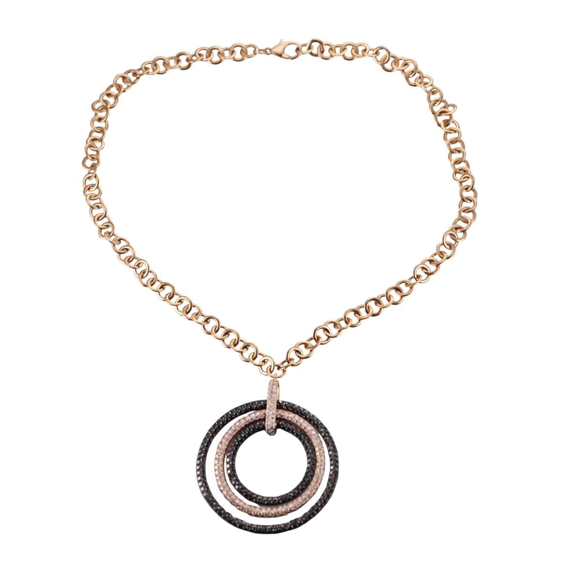 18k Gold 6ctw Black White Diamond Pendant Necklace