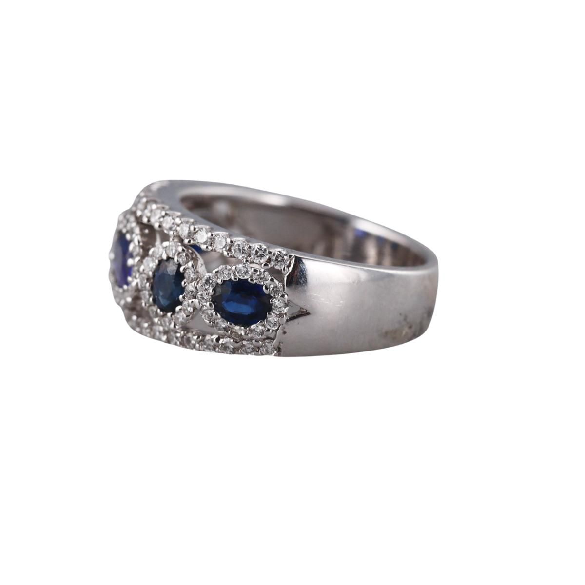 14k Gold Diamond Sapphire Half Band Ring