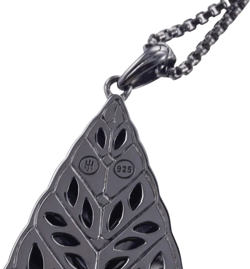 John Hardy Modern Chain Rhodium Sterling Silver Diamond Pendant Necklace OG-2616