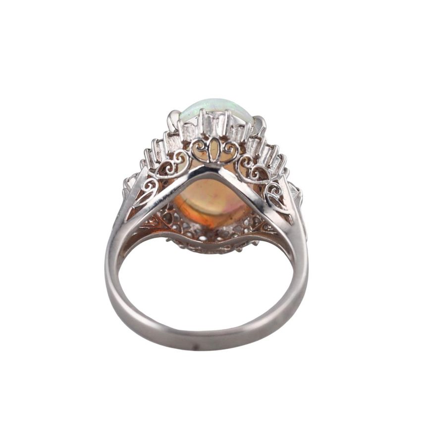 Vintage Platinum Opal Diamond Ring