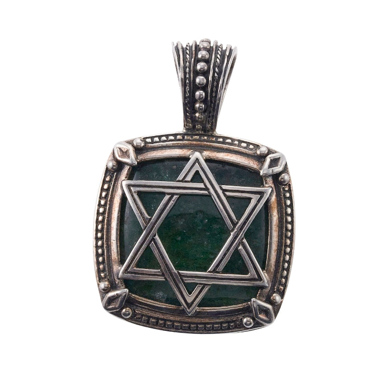 Konstantino Heonos Gold Silver Star of David Aventurine Pendant