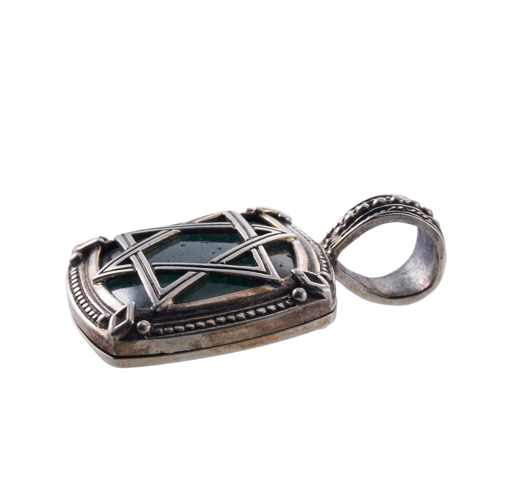 Konstantino Heonos Gold Silver Star of David Aventurine Pendant