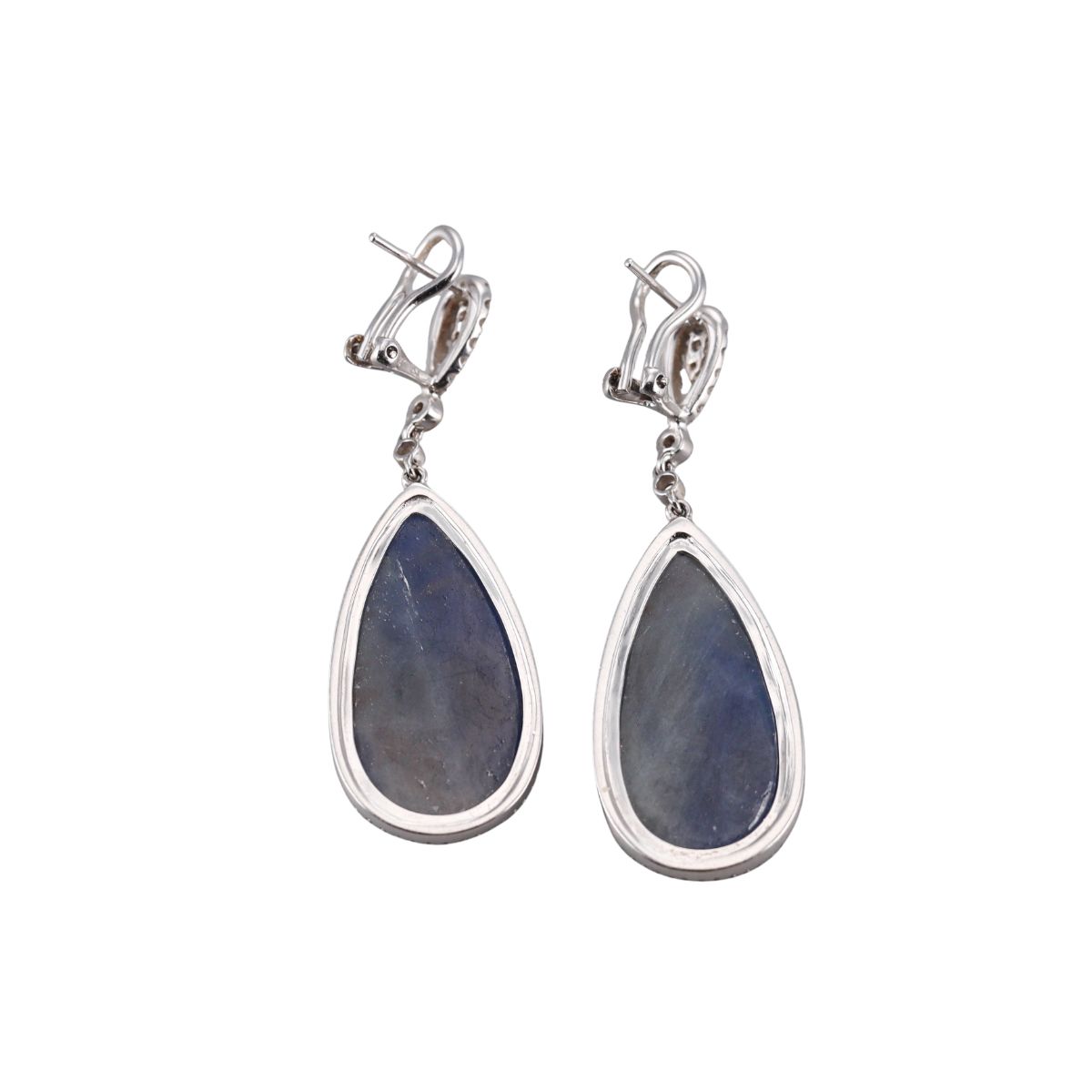 18k Gold Diamond Sapphire Drop Earrings