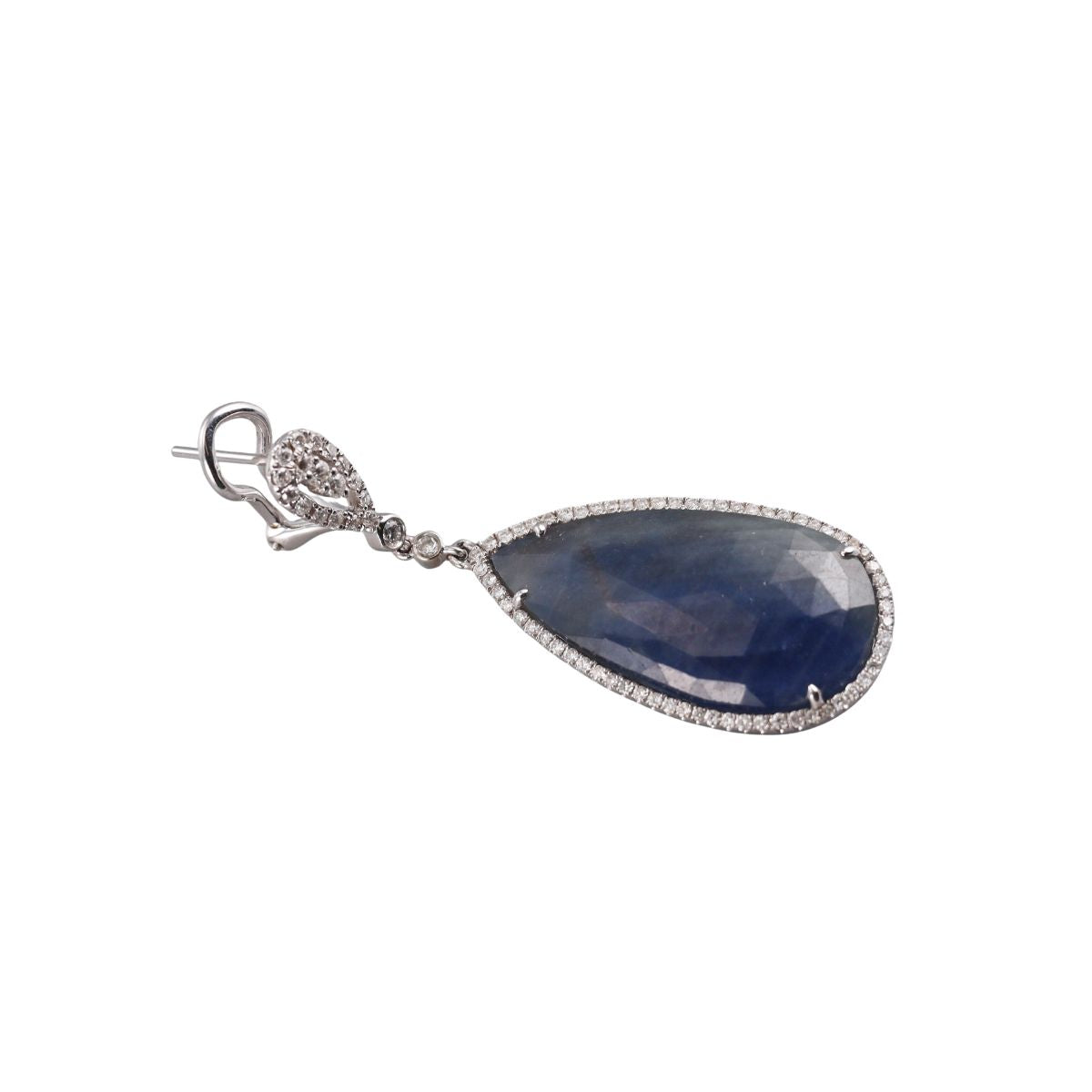 18k Gold Diamond Sapphire Drop Earrings