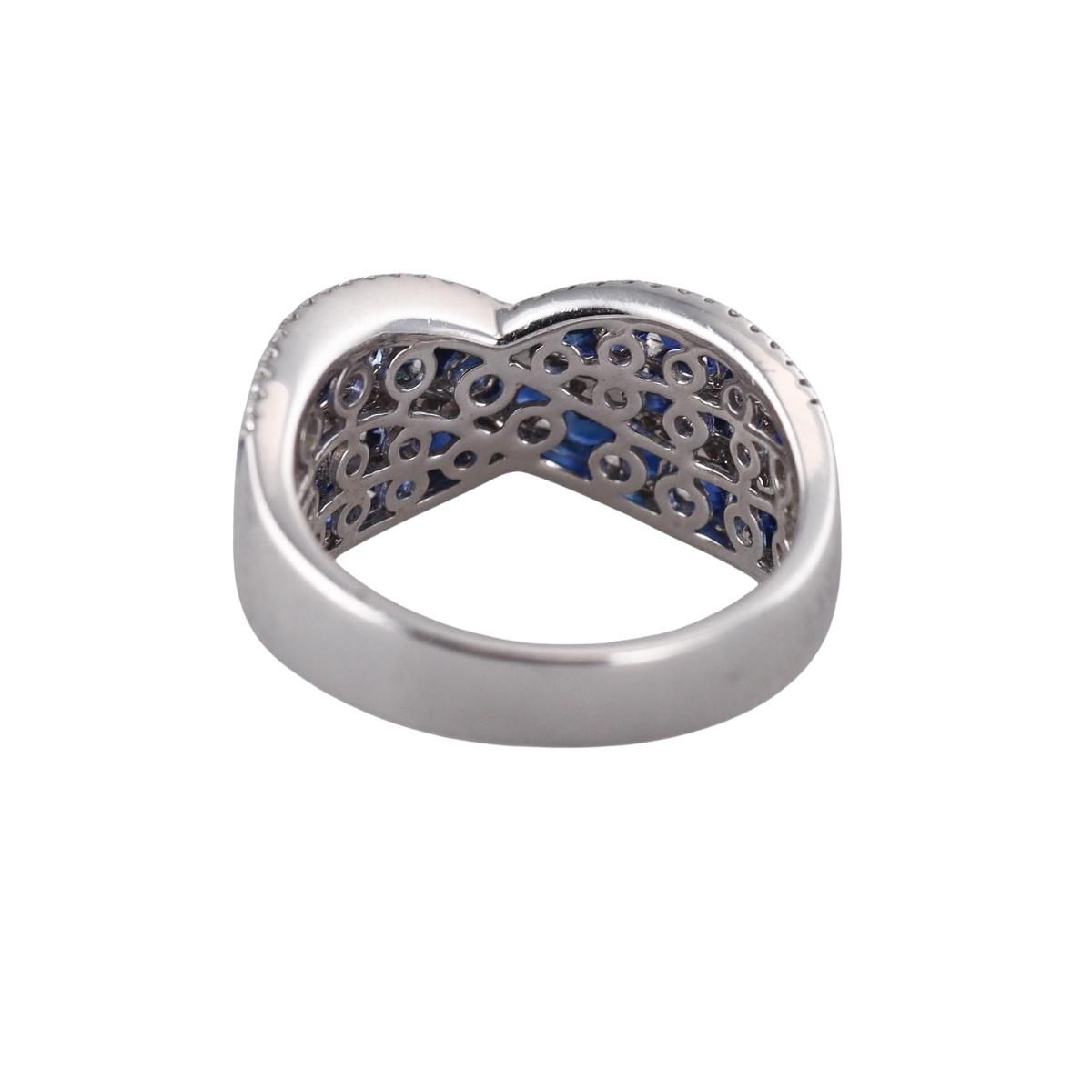 14k Gold Diamond Sapphire Crossover Ring