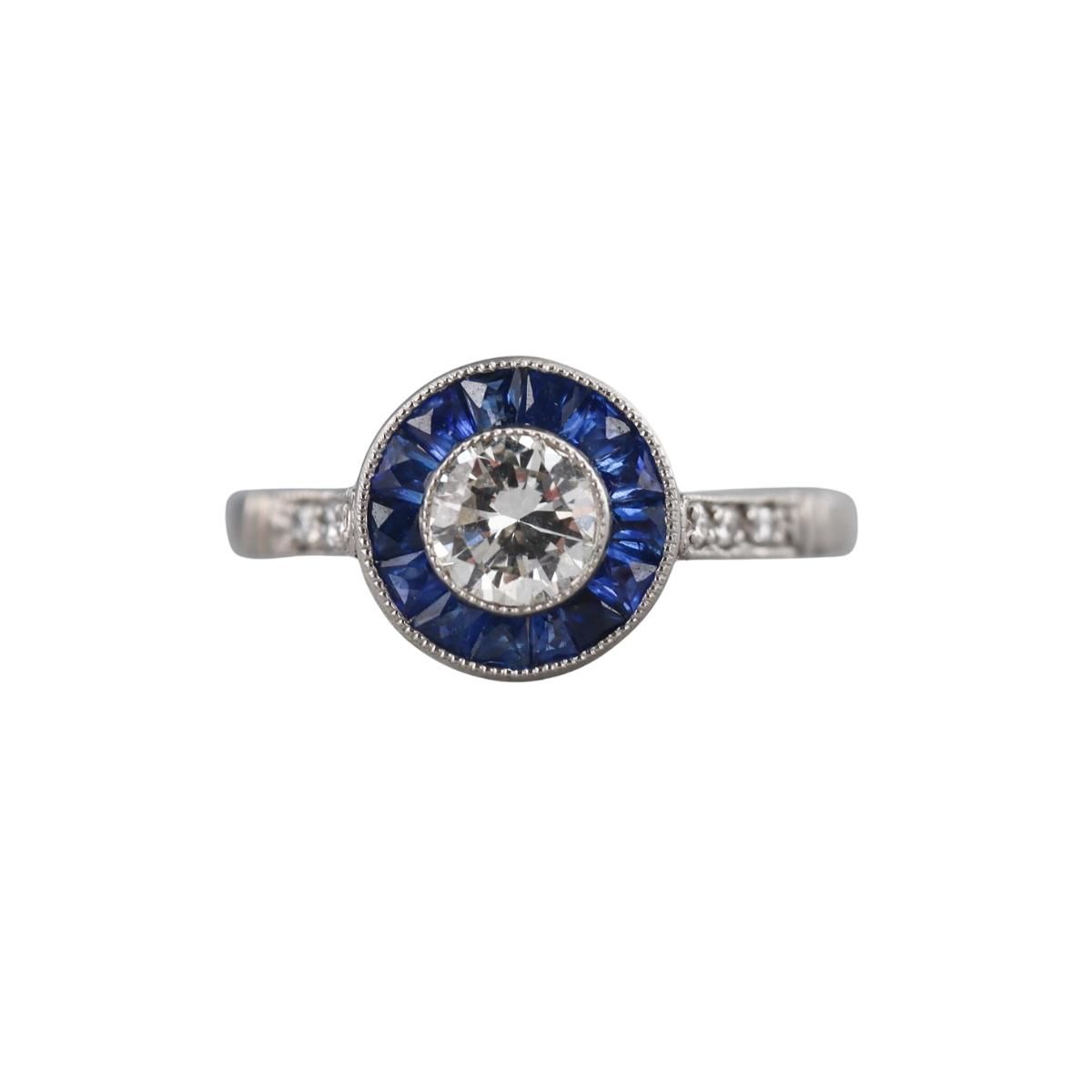 Platinum Diamond Sapphire Engagement Ring