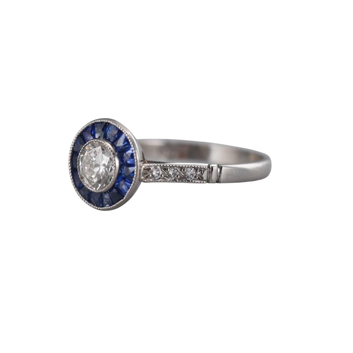 Platinum Diamond Sapphire Engagement Ring