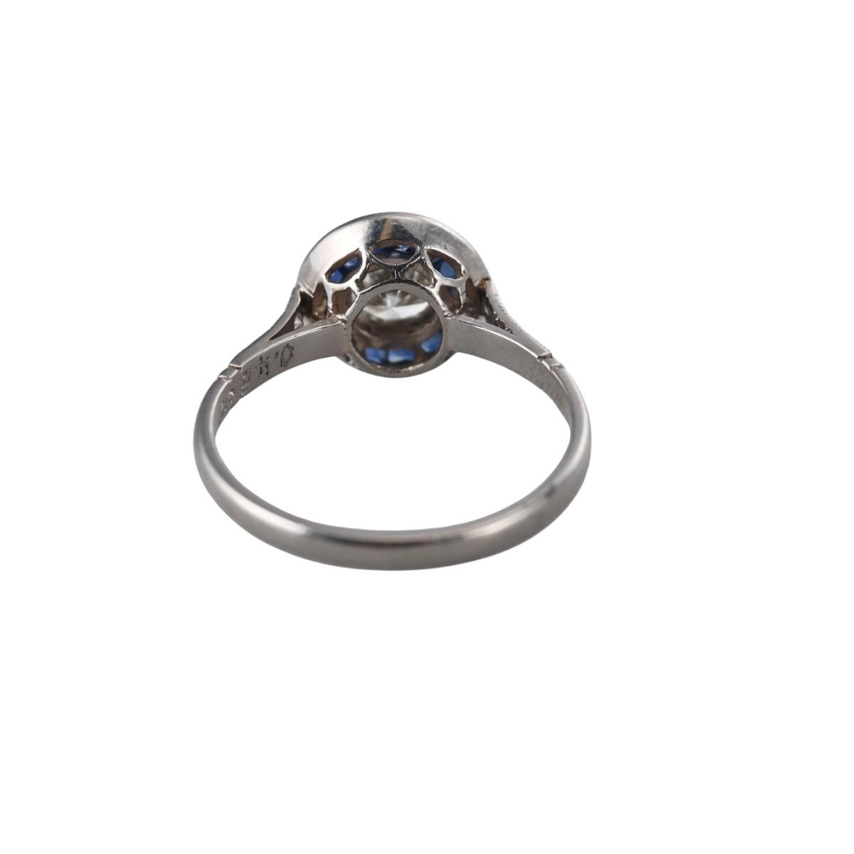 Platinum Diamond Sapphire Engagement Ring