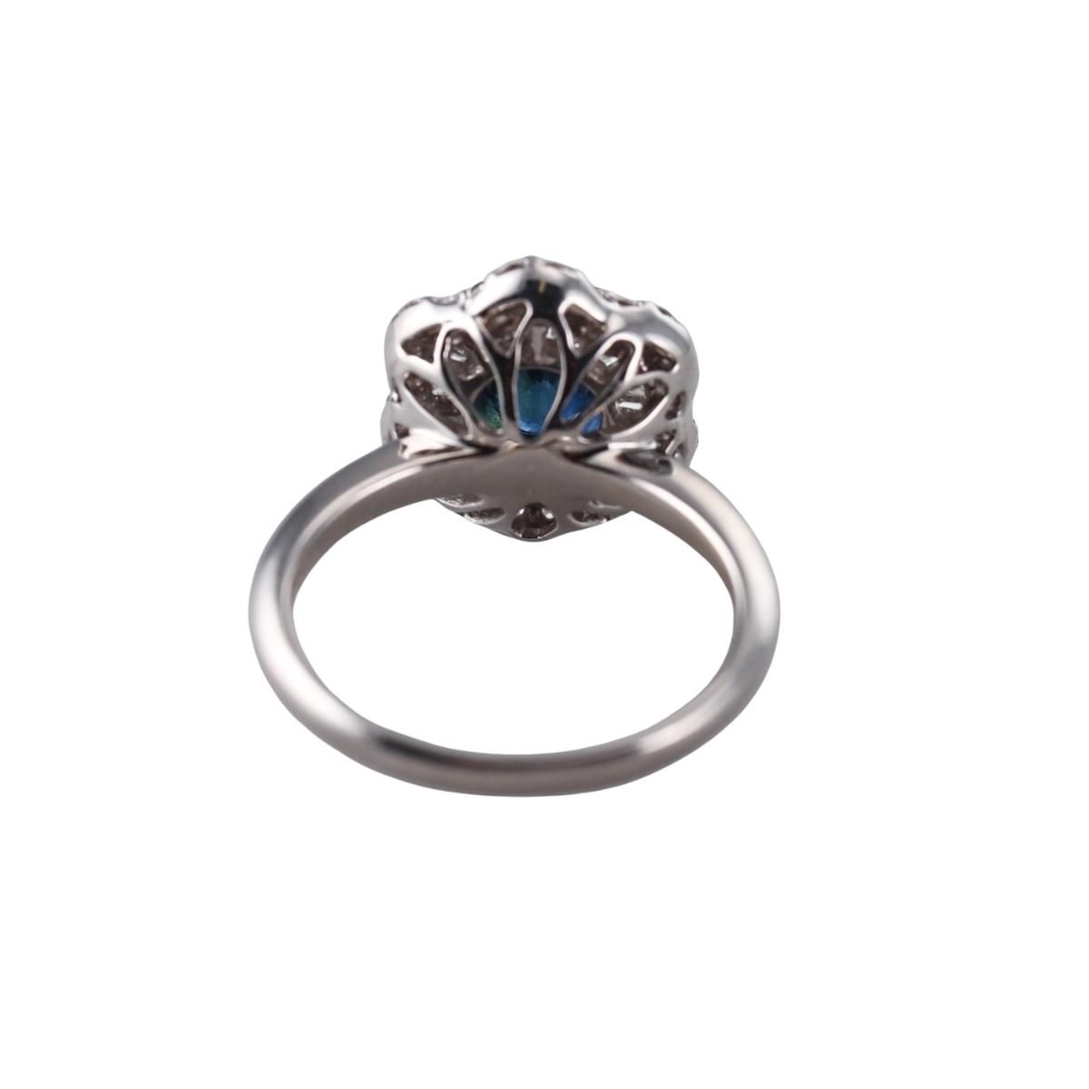 Hakman 18k Gold Diamond Sapphire Cluster Ring