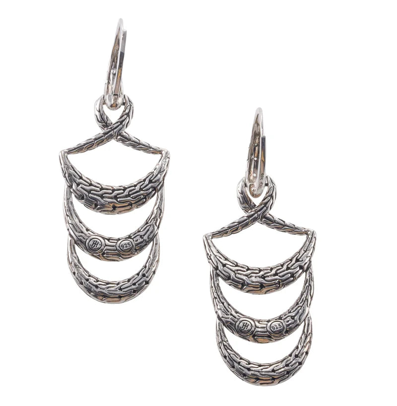 John Hardy Arch Sterling Silver Diamond Chandelier Earrings Retail $1795