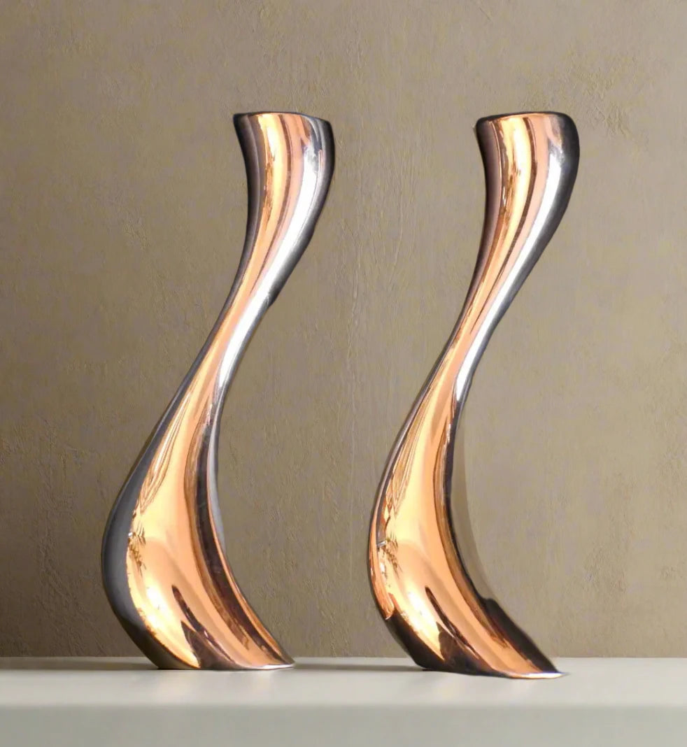 Georg Jensen Cobra Rose Gold Candle Holder Set of 2