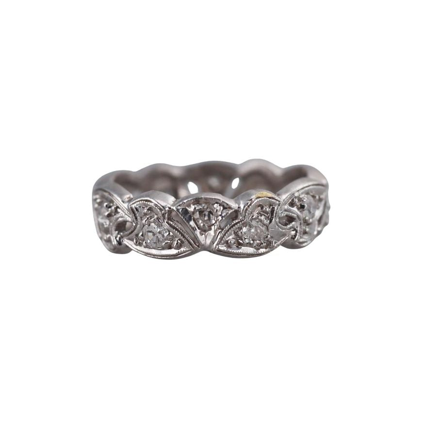 Mid Century Platinum Diamond Wedding Band Ring