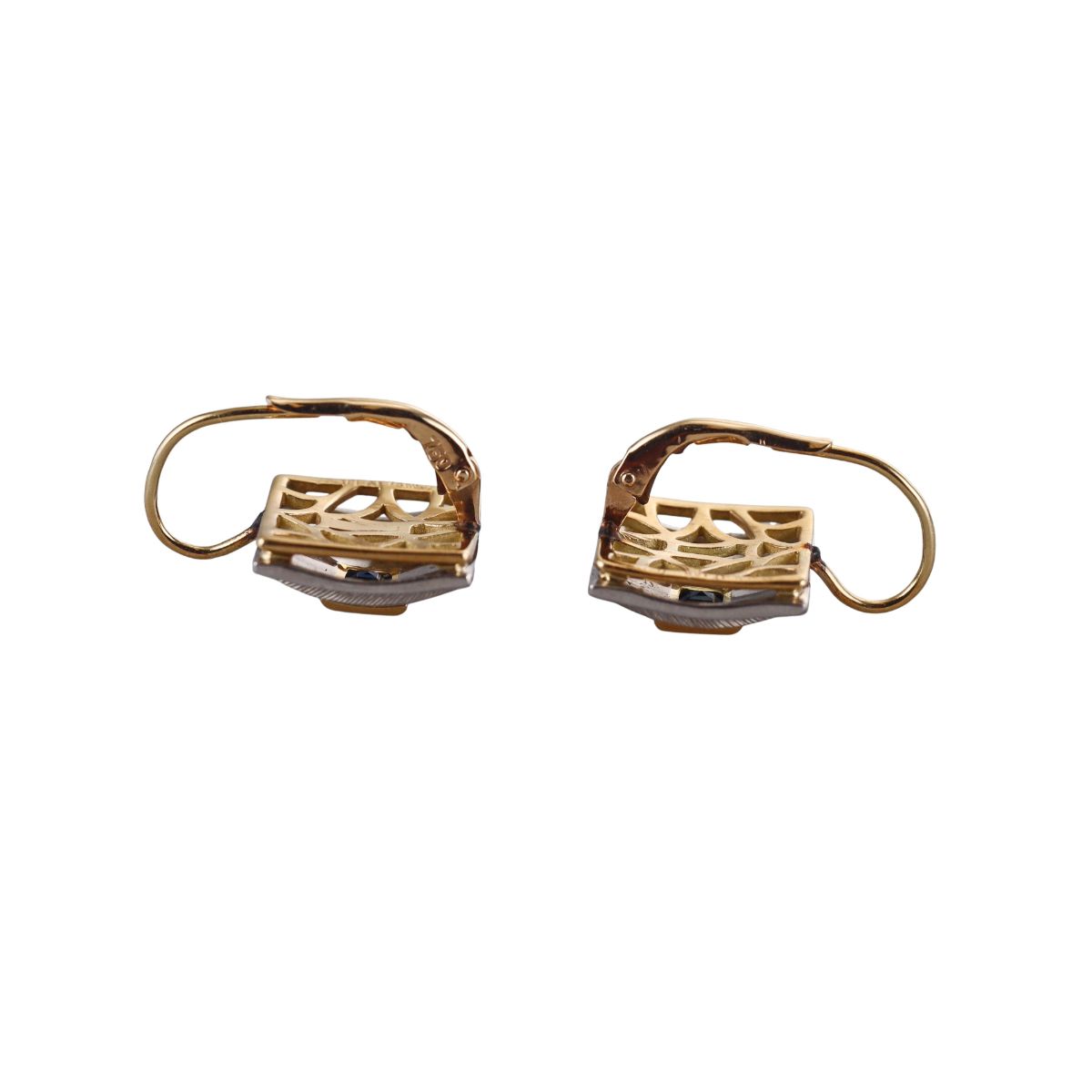 Michael Bondanza Platinum Gold Sapphire Earrings