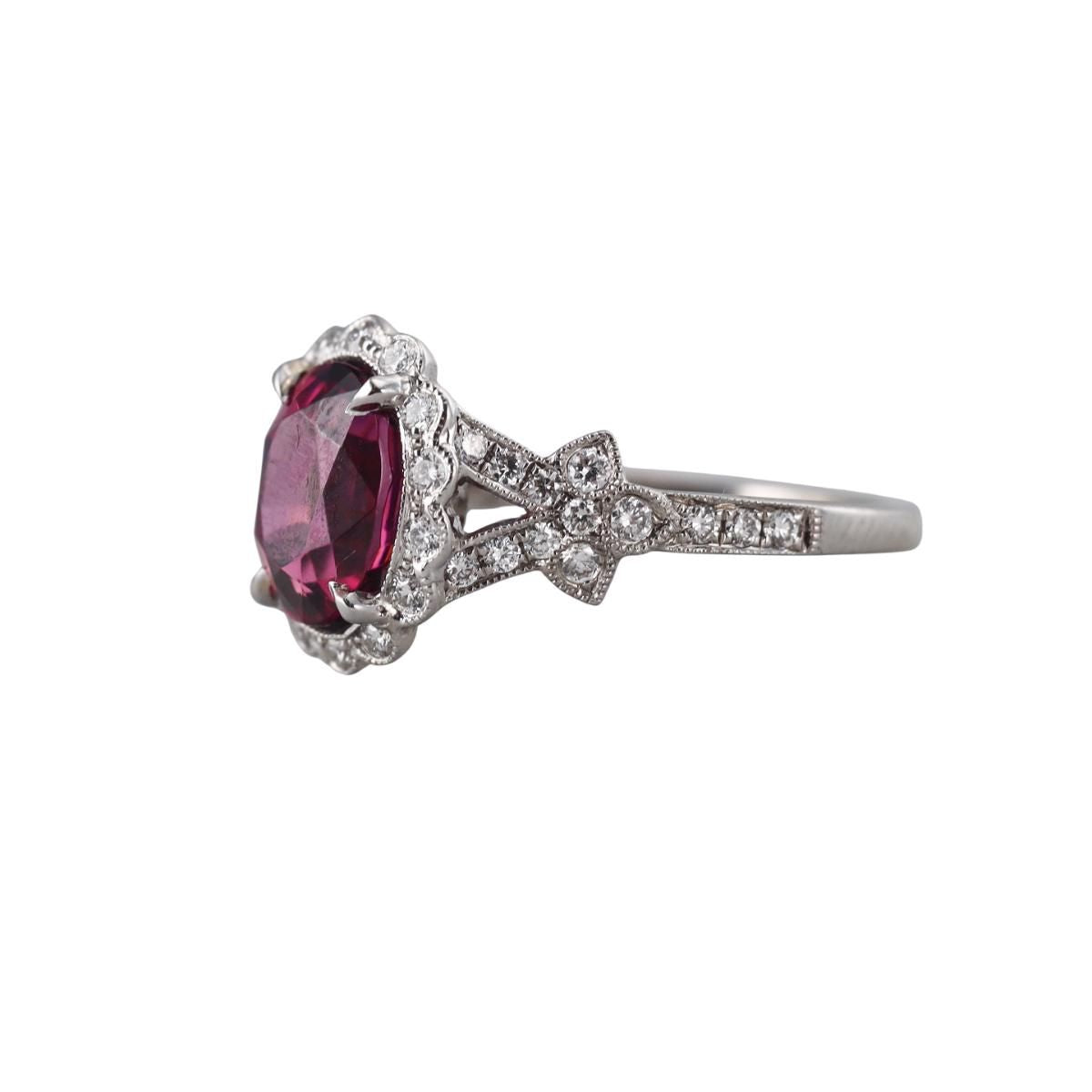 14k Gold Diamond Rhodolite Ring
