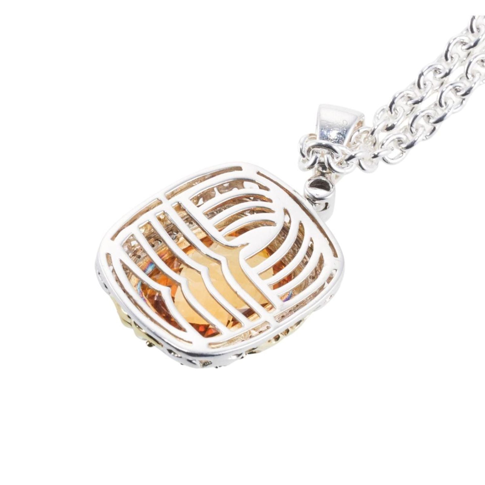 Charles Krypell 18k Gold Silver Diamond Citrine Pendant Necklace