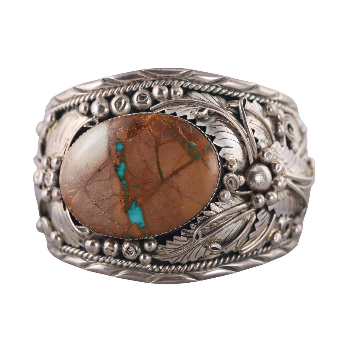 Alfred Martinez Navajo Native American Sterling Boulder Bracelet