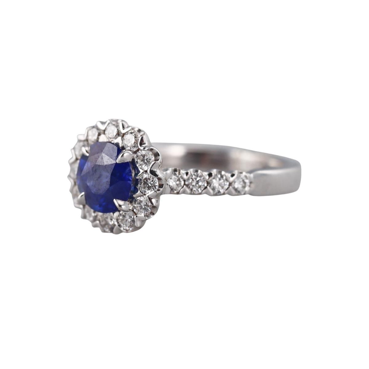 1.40ct Sapphire Diamond 18k Gold Ring