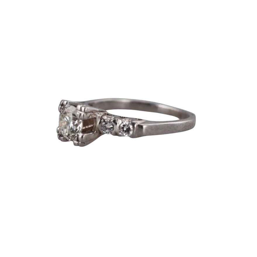Mid Century Platinum Diamond Engagement Ring
