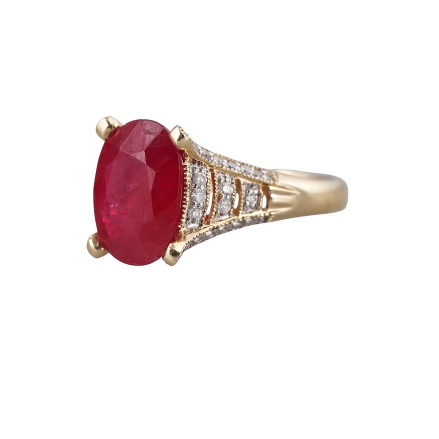 14k Gold 3ct Ruby Diamond Ring