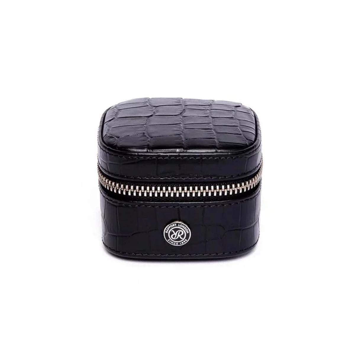Rapport London Director's Range Leather Small Stud Box in Black