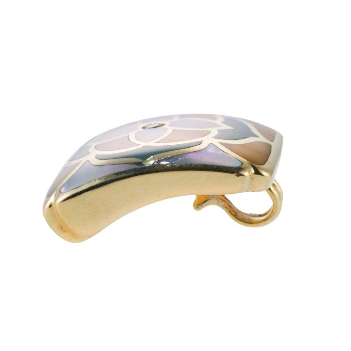 Asch Grossbardt Coral Turquoise MOP Inlay Diamond Gold Pendant