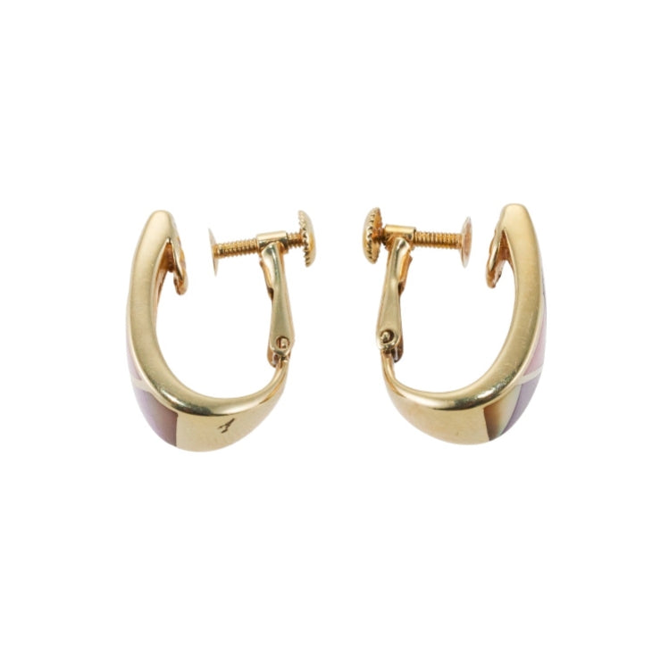 Asch Grossbardt Inlay Gemstone Diamond Gold Earrings
