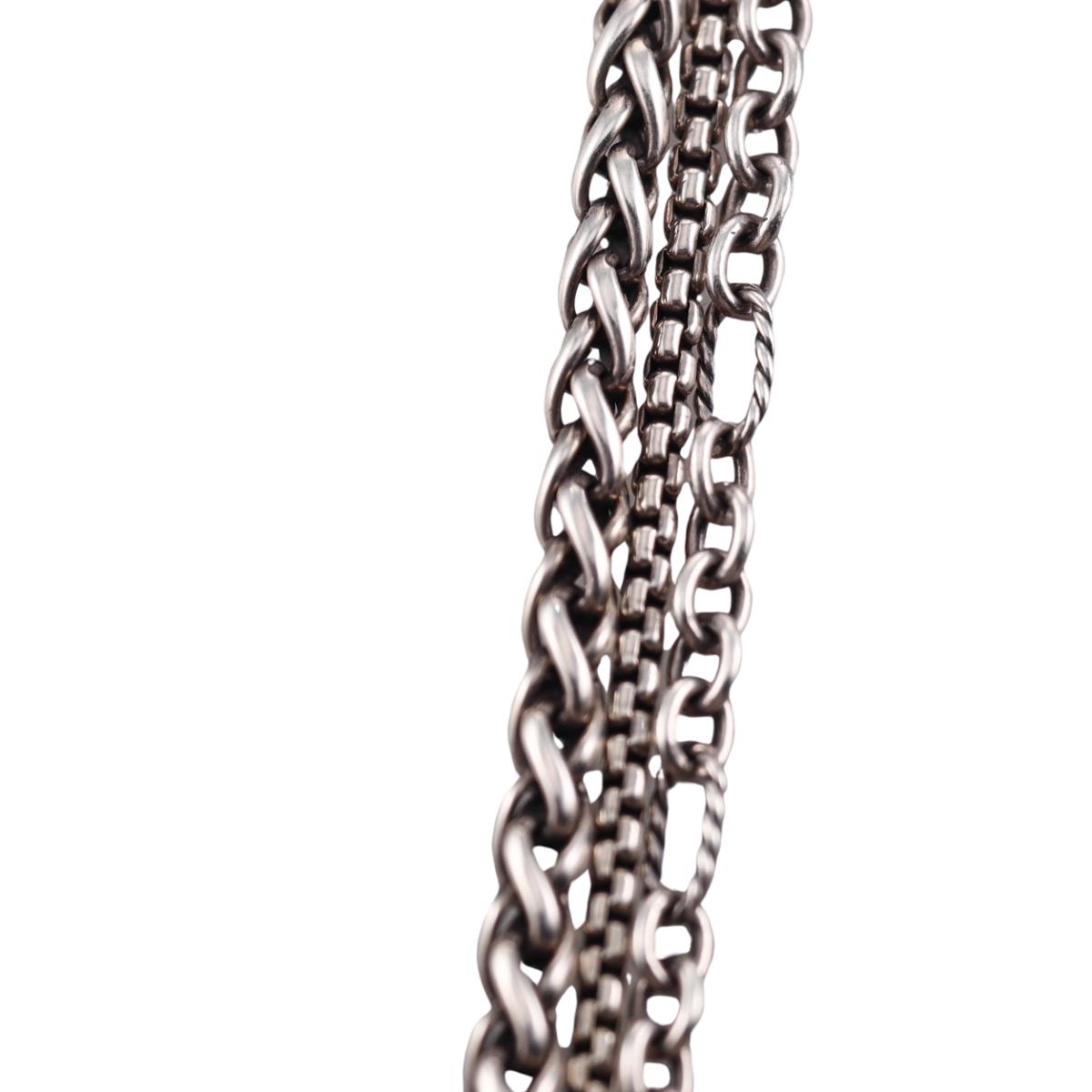 David Yurman Quatrefoil Silver Diamond Pearl Multi Chain Necklace