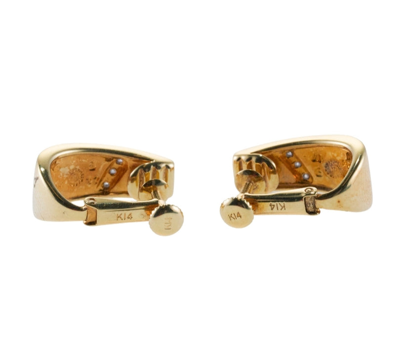 Asch Grossbardt Inlay Gemstone Diamond Gold Earrings