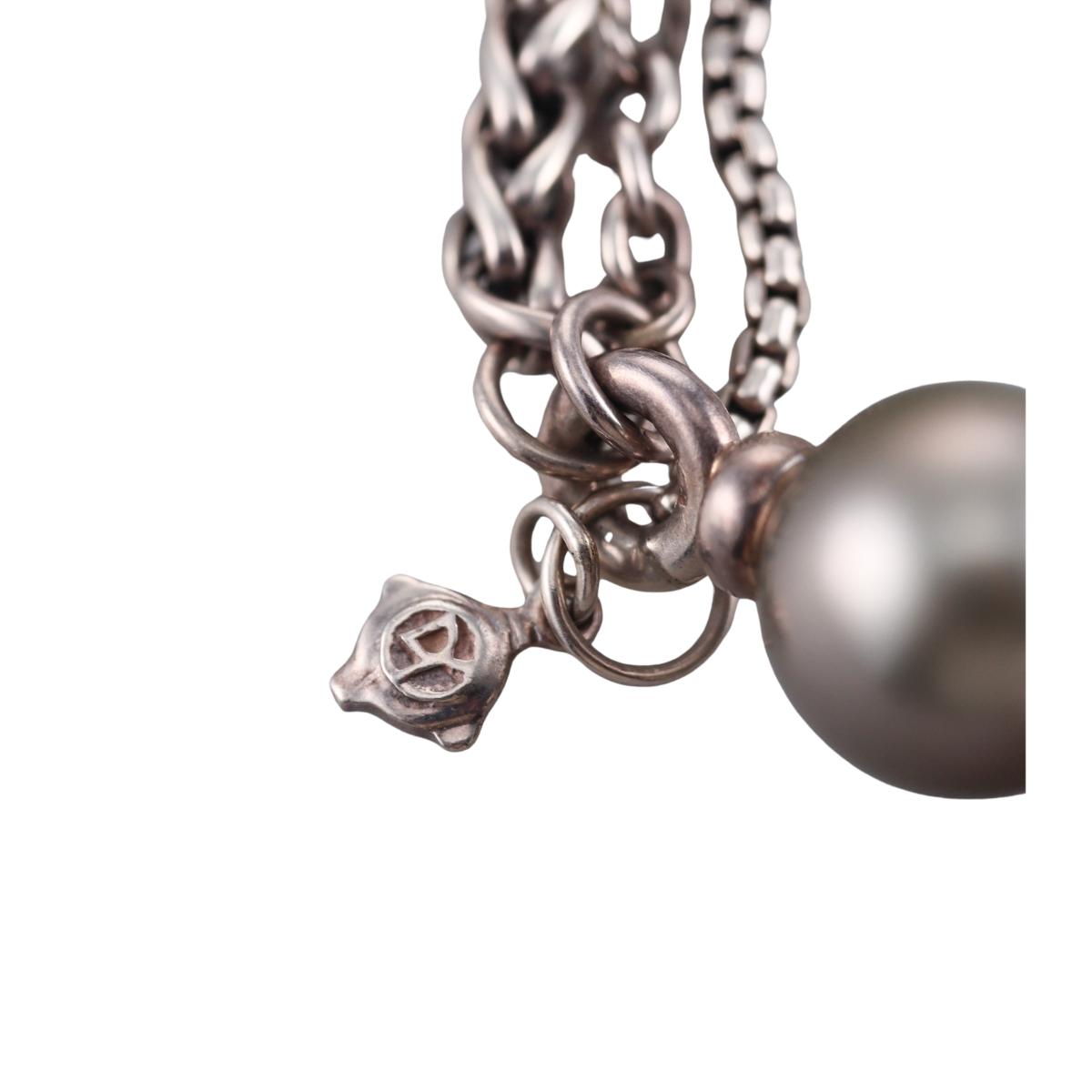 David Yurman Quatrefoil Silver Diamond Pearl Multi Chain Necklace