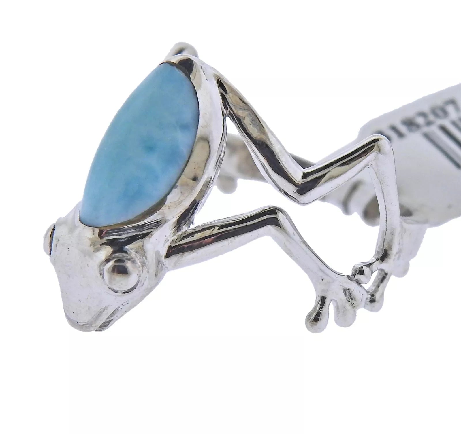 Marahlago Sterling Silver Larimar Frog Ring Retail $279 #37