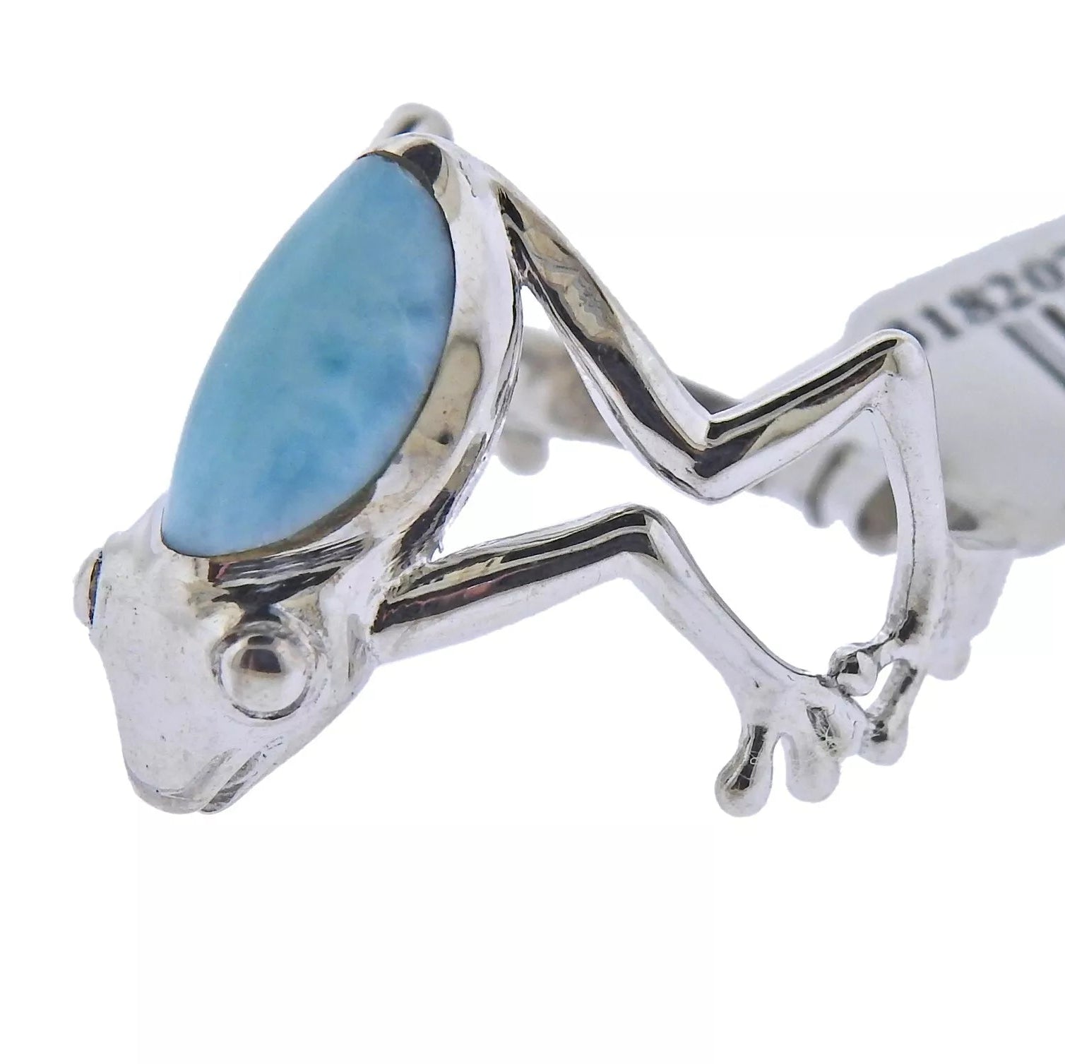Marahlago Sterling Silver Larimar Frog Ring Retail $279