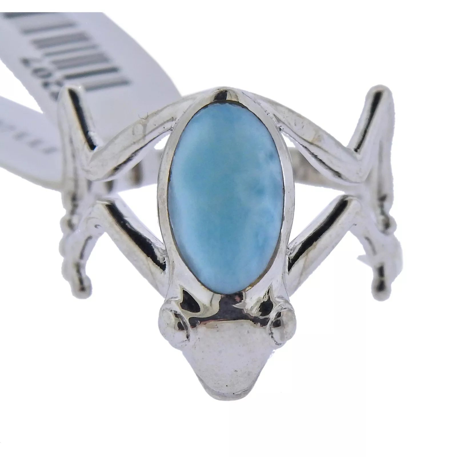 Marahlago Sterling Silver Larimar Frog Ring Retail $279 #37
