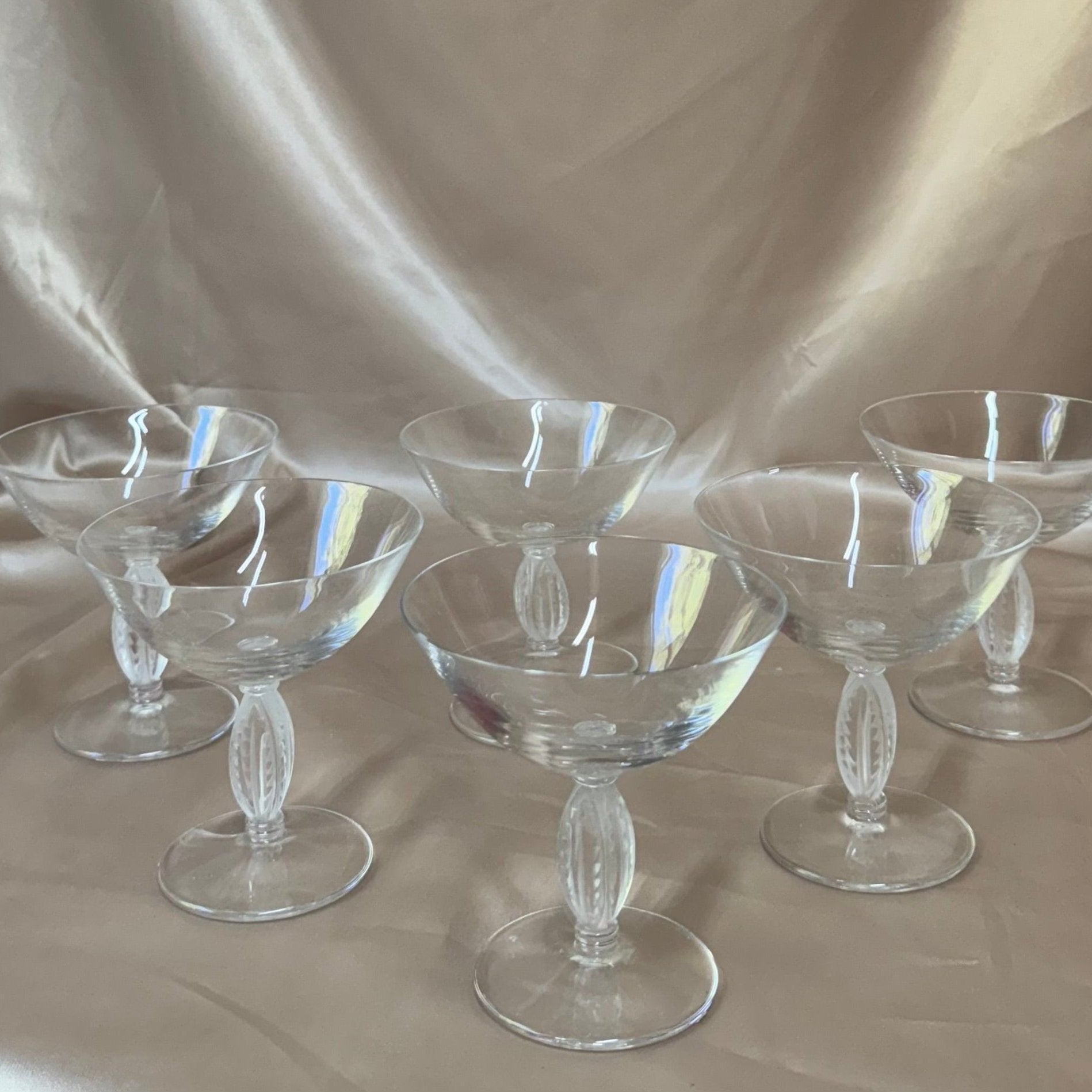 Lalique Fontainebleau Crystal Champagne Tall Sherbet Flute Set of 6 #15078