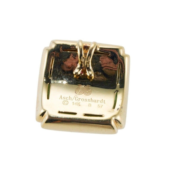 Asch Grossbardt Coral Turquoise MOP Inlay Diamond Gold Pendant