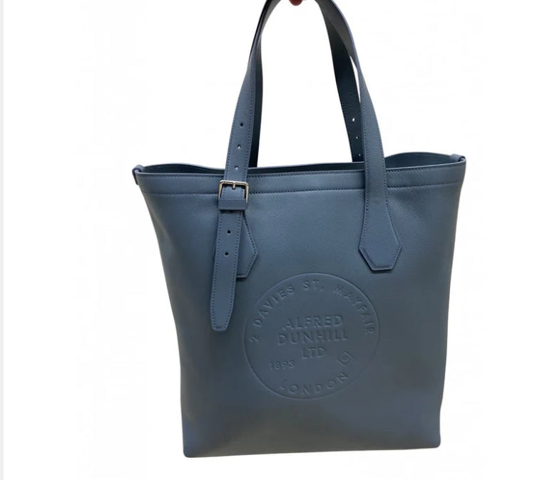 Alfred Dunhill Blue Leather Tote Bag