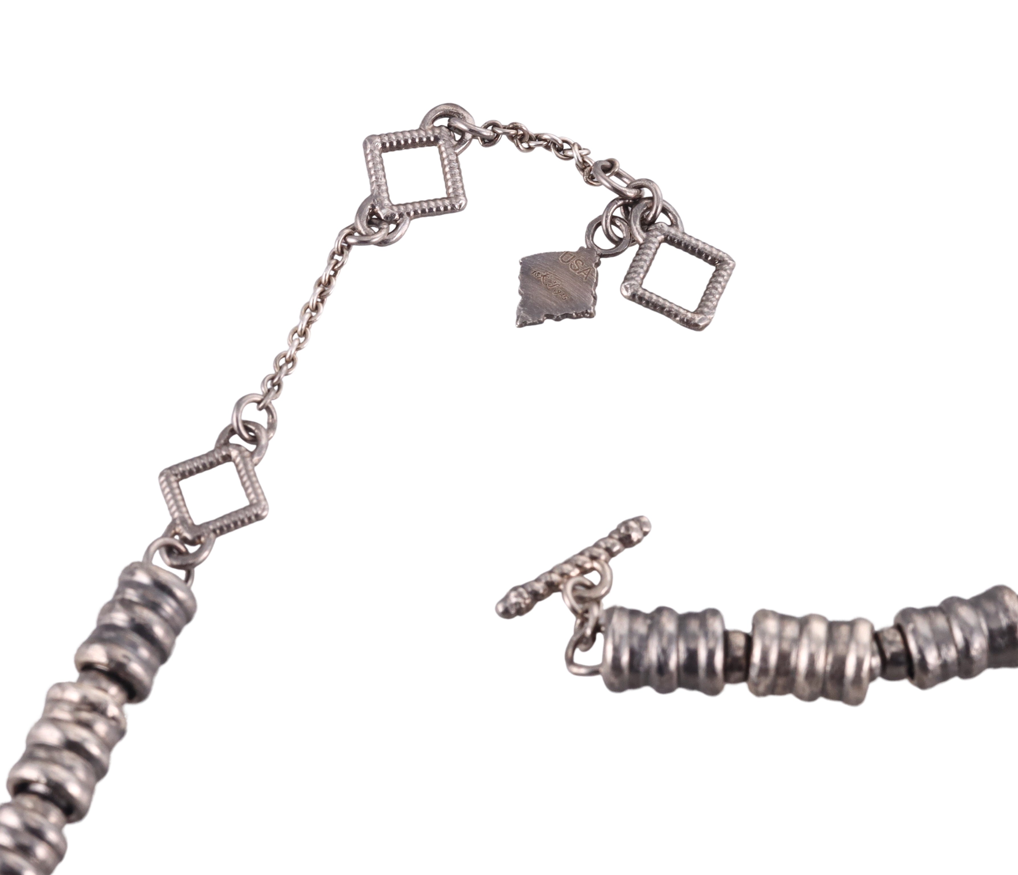 Armenta Old World 18k Gold Silver Black Sapphire Tube Necklace