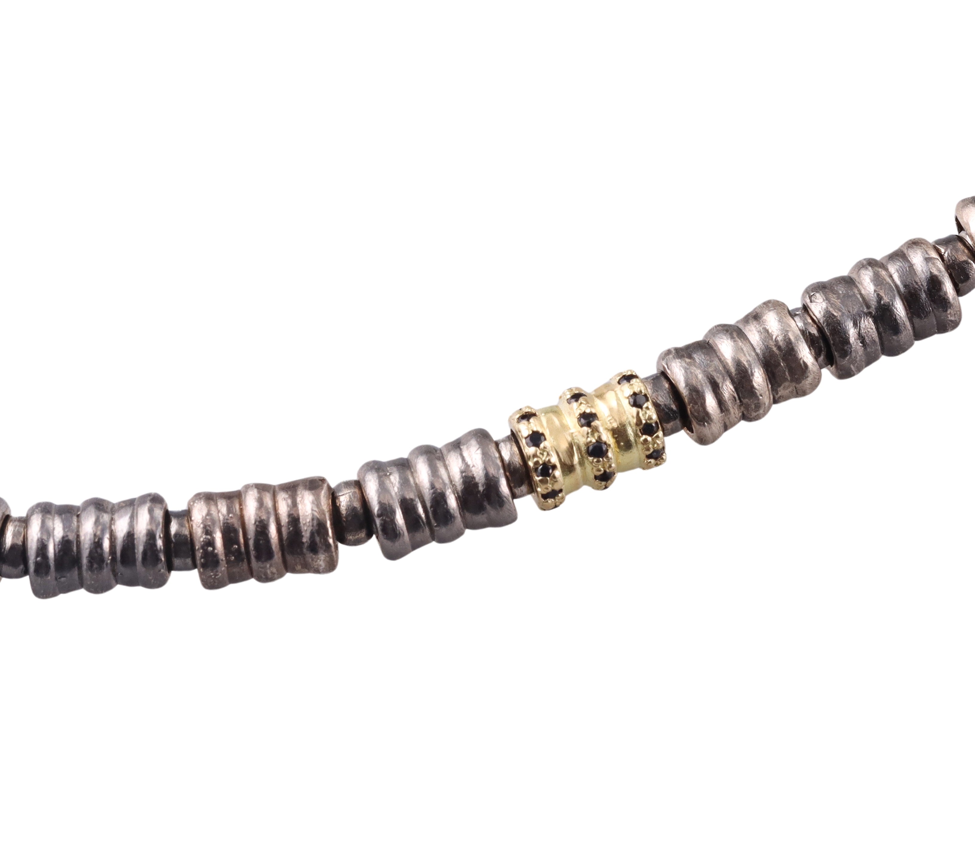 Armenta Old World 18k Gold Silver Black Sapphire Tube Necklace